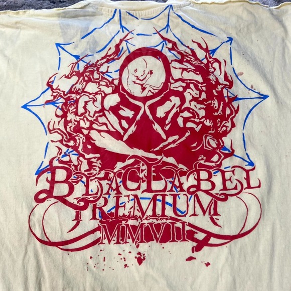 Y2K Grunge Blac Label T Shirt Sz 2XL Band AOP Forbidden MMVII Skull Snake Sword - Picture 10 of 11